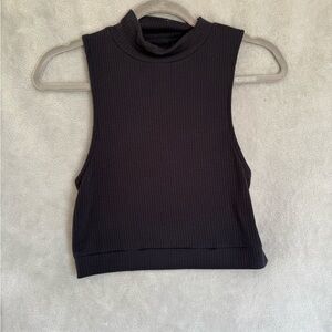 Silence + Noise Navy Ribbed Crop Top